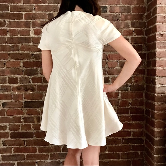Balenciaga White Silk Plaid Shift Dress - Picture 2 of 5